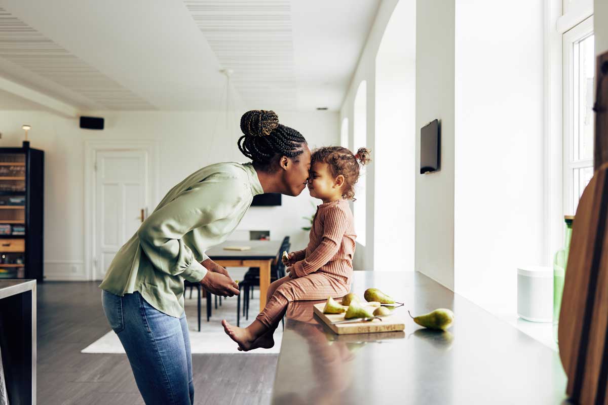 Mother and daughter sharing a moment together