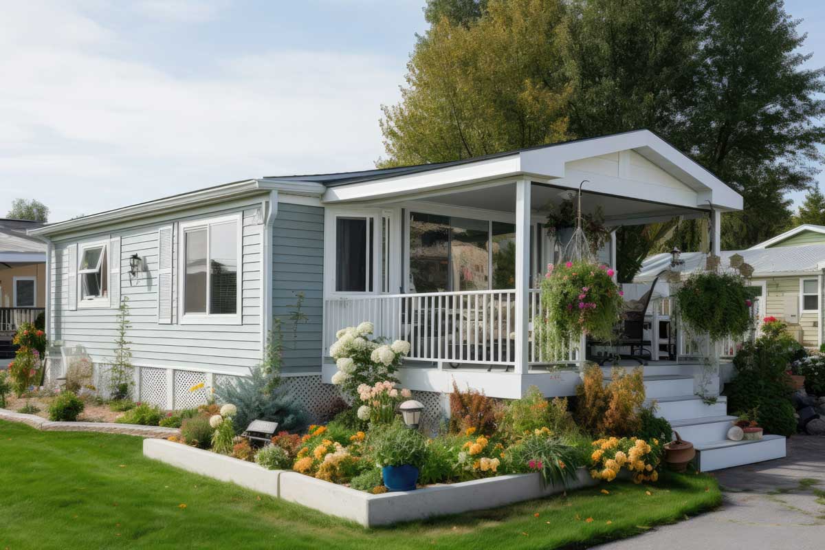 Manufactured home in a residential neighborhood