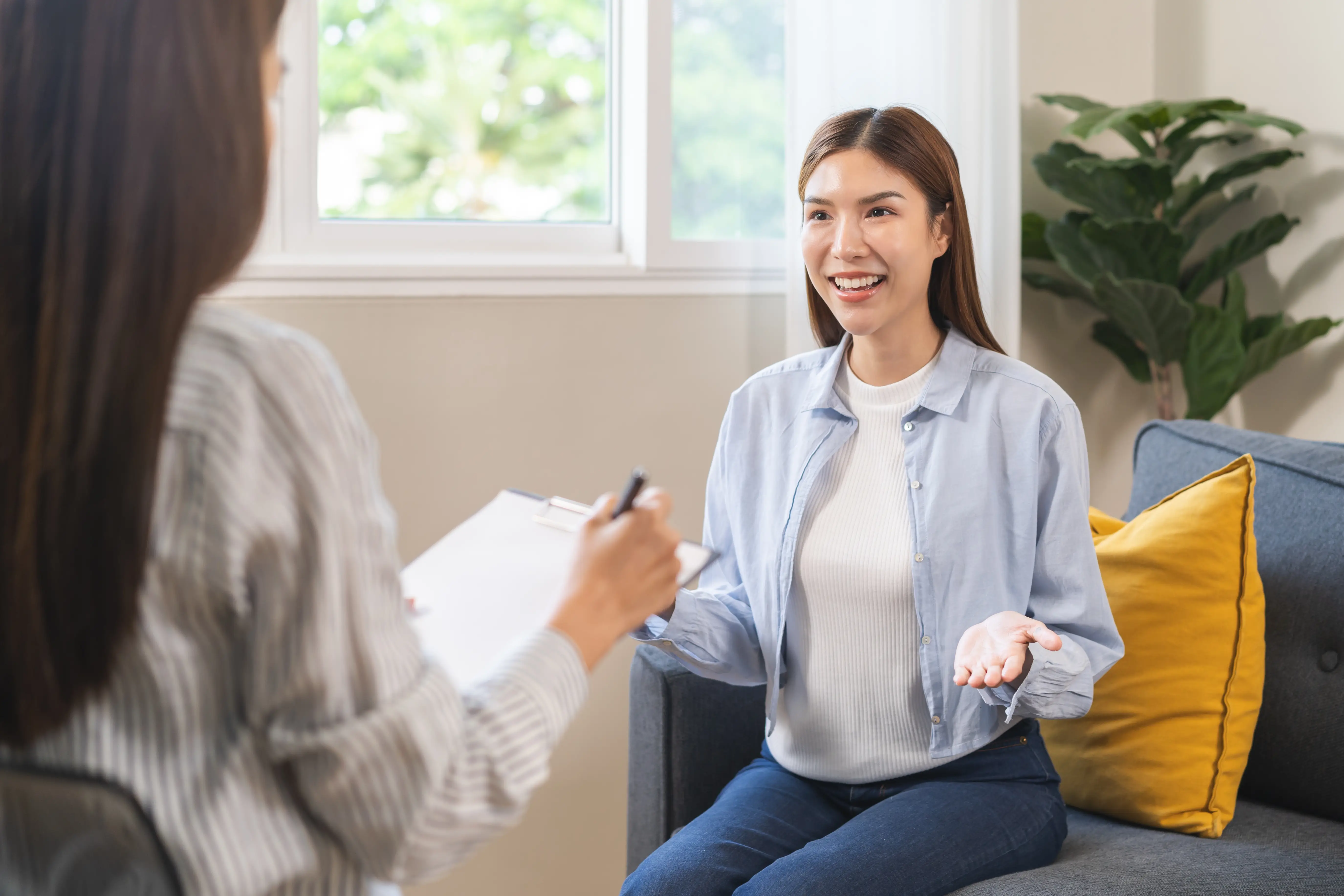 Loan officer explaining refinance options